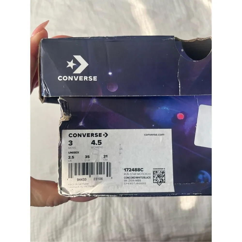 Converse Run Star Motion Hi Galaxy Platform Sneakers Women 4.5 Space Print Chunk
